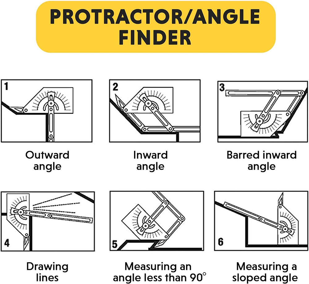 Protractor and Angle Finder #39, Stainless Steel, Outside, Inside, Sloped Angles