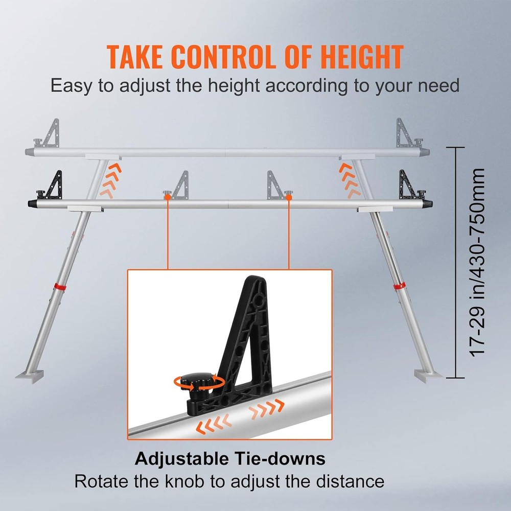 VEVOR Adjustable Height Truck Ladder Rack 800lb