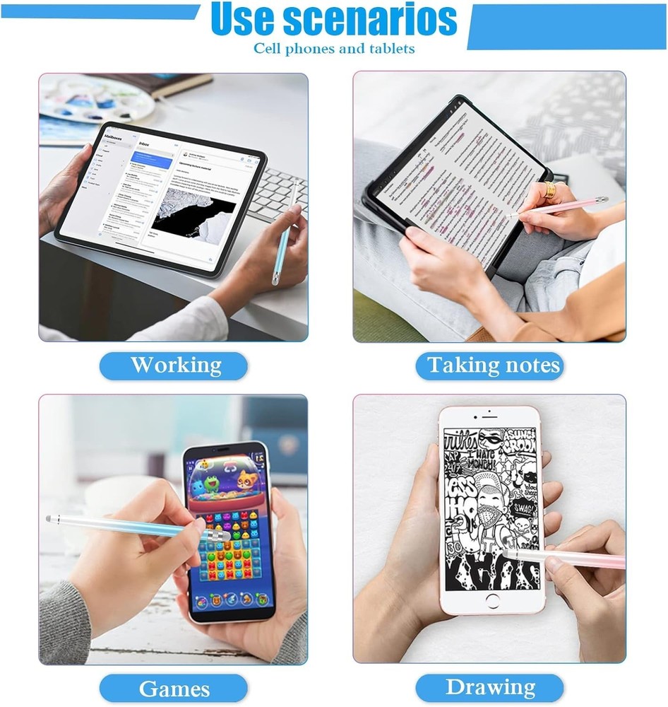 Versatile 2-Pack Stylus Pens for iPhone, iPad & Android - Scratch-Free Design
