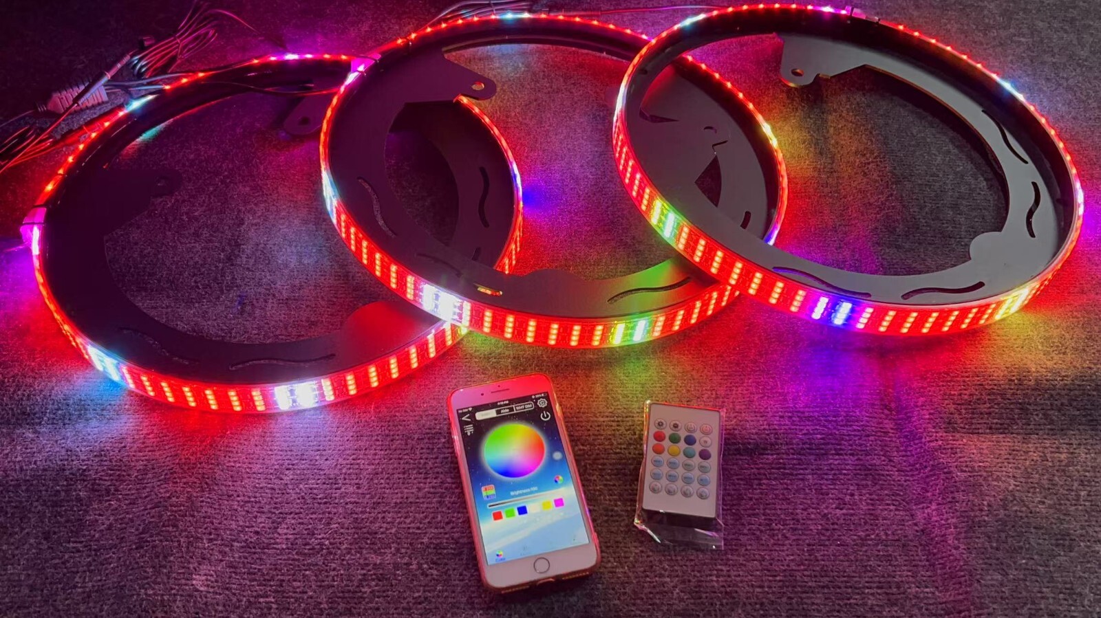 Four Rolls Quad Row 3PCS CHASING Wheel Lights for Slingshot 2015-2025 APP+Remote