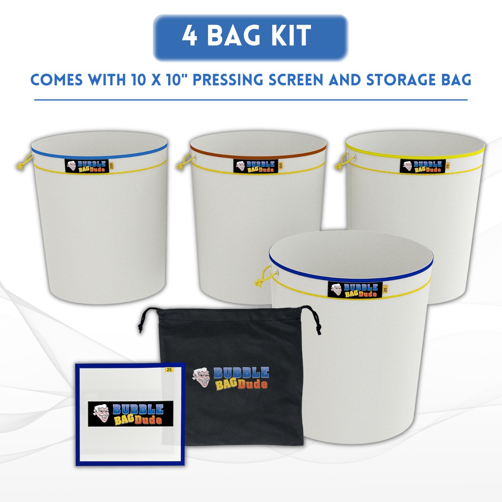 Bubble Bag BUBBLEBAGDUDE 20 GAL - 4 Bag Kit All Mesh Bubble Hash Bags Extractor
