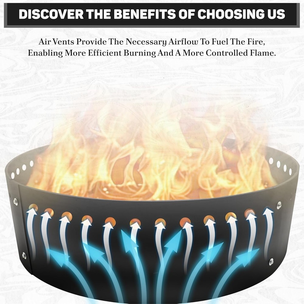 FEBTECH Smokeless Fire Ring Insert - 36" x 10" for Above or In-Ground Setups
