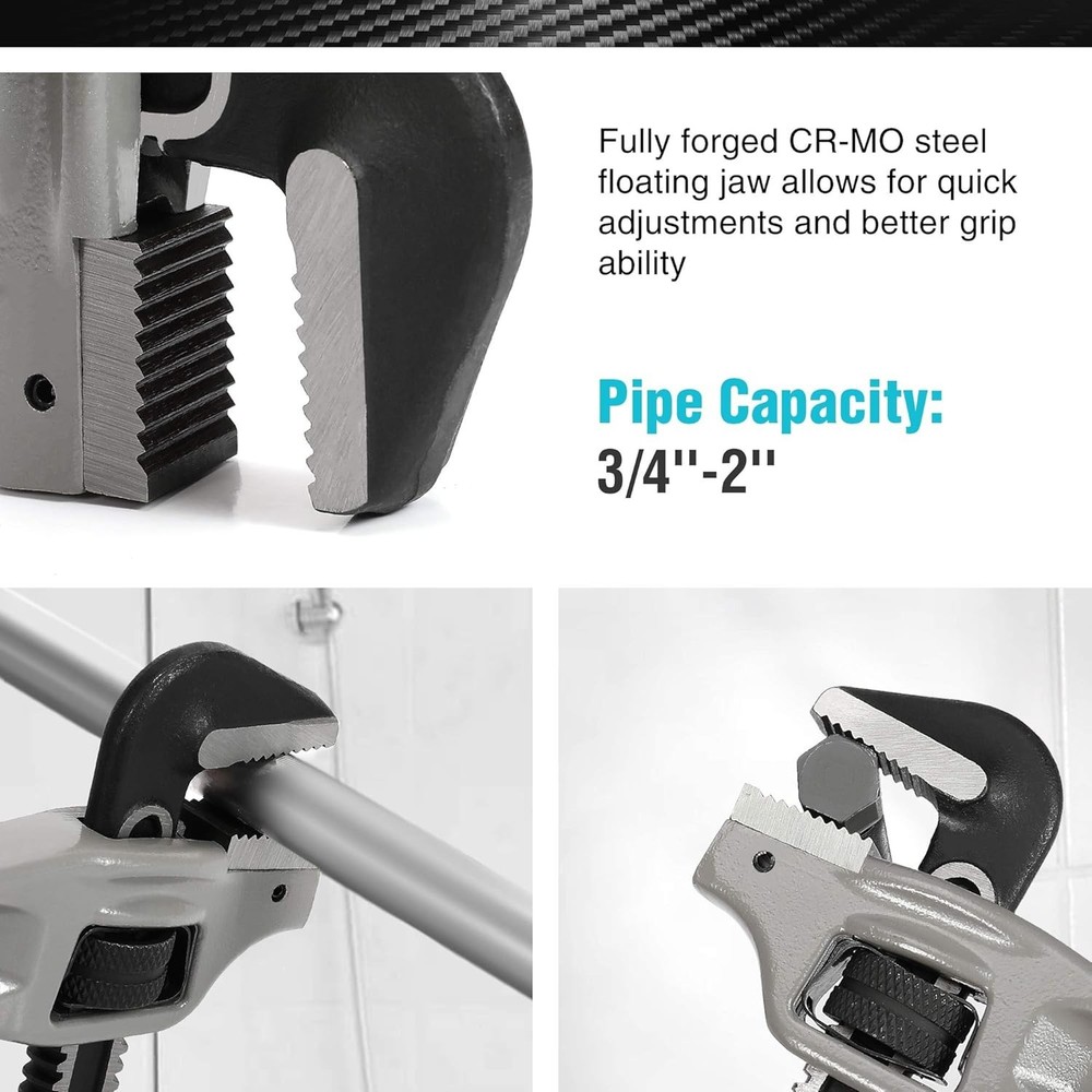 14" Aluminum Offset Pipe Wrench, 2" Jaw Capacity