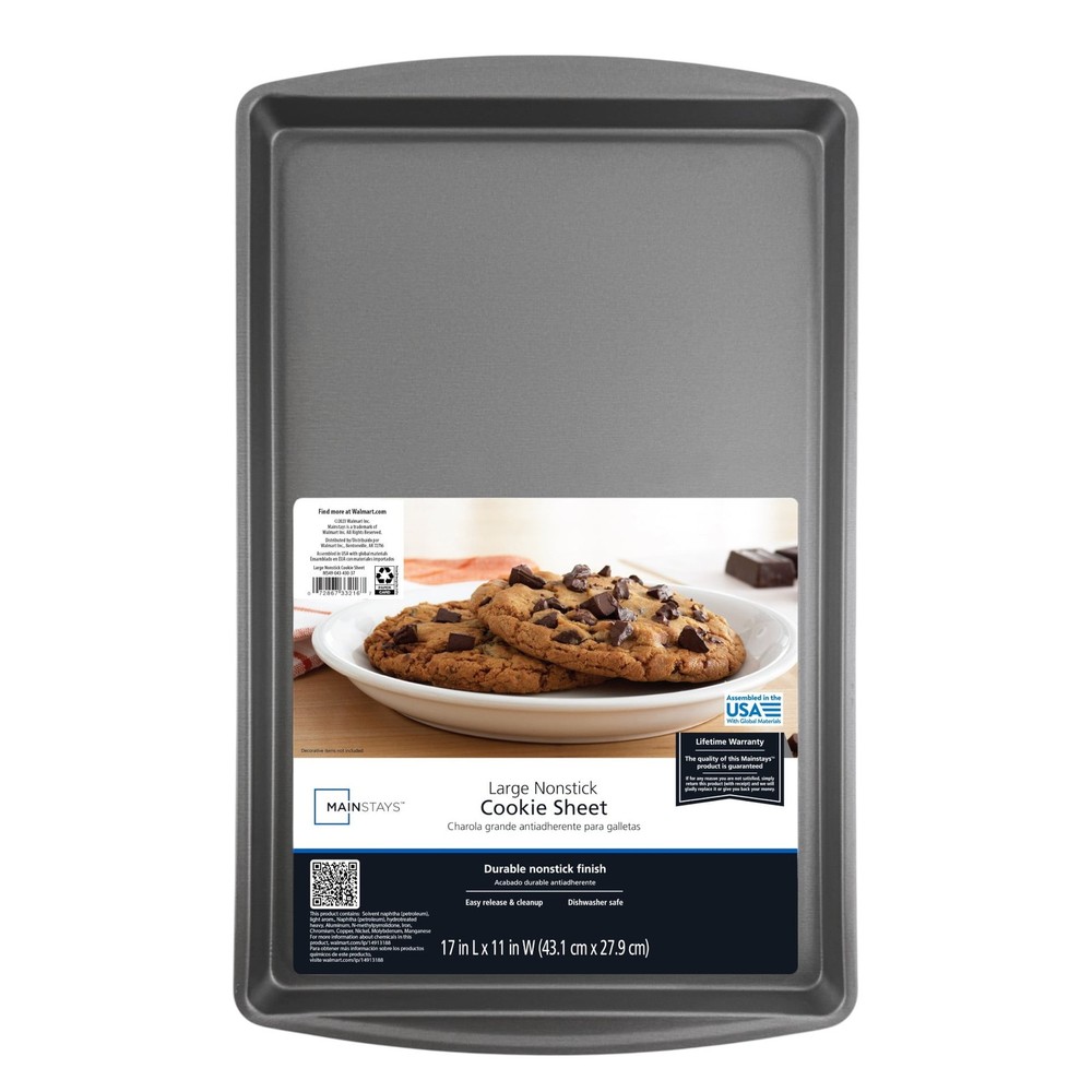 Large Nonstick 17" x 11" Cookie Sheet Baking Pan Cookie Sheet Rectangle Gray