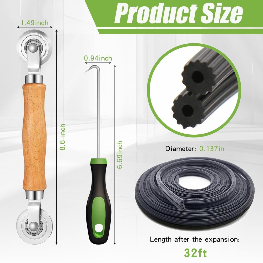 Screen Repair Kit/Tool, Screen Roller Tool, Steel Roller with Bear, 32 ft Spl...