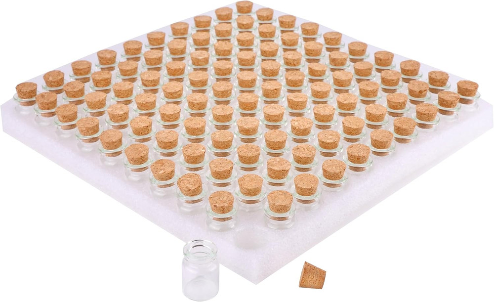 100 Count Small Glass Bottles with Corks,5ml Tiny Vials Clear Mini Jars