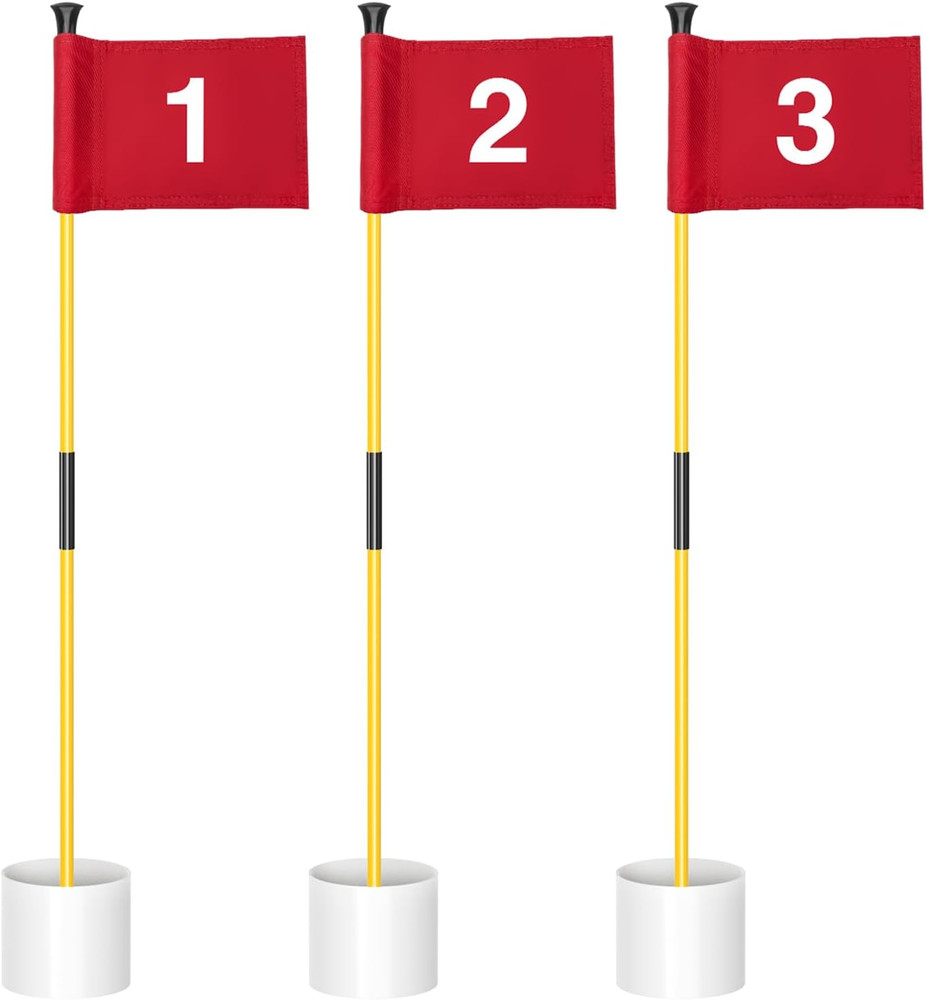 Mini Golf Flagstick Set - 3ft Double-Sided Flags for Yard & Putting Green
