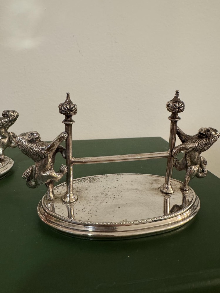 Pair of Vintage Silver Plate Lion Crest Knife Rests