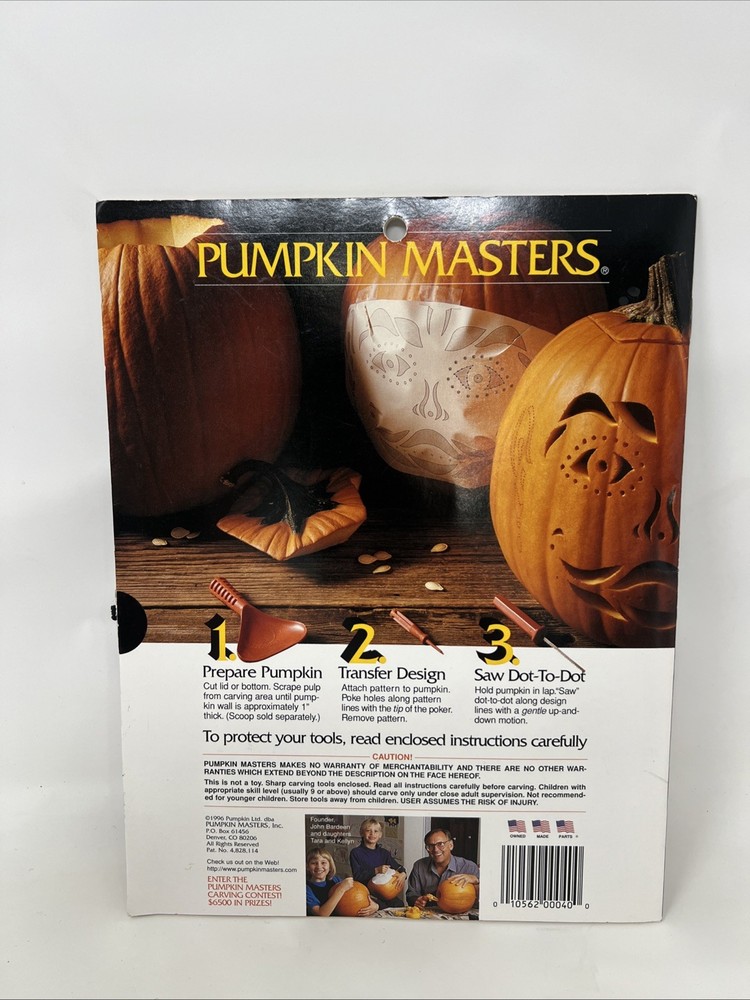 Pumpkin Masters Carving Pattern Kit 8 Patterns 2 Saws 1 Poker,1 Drill Halloween