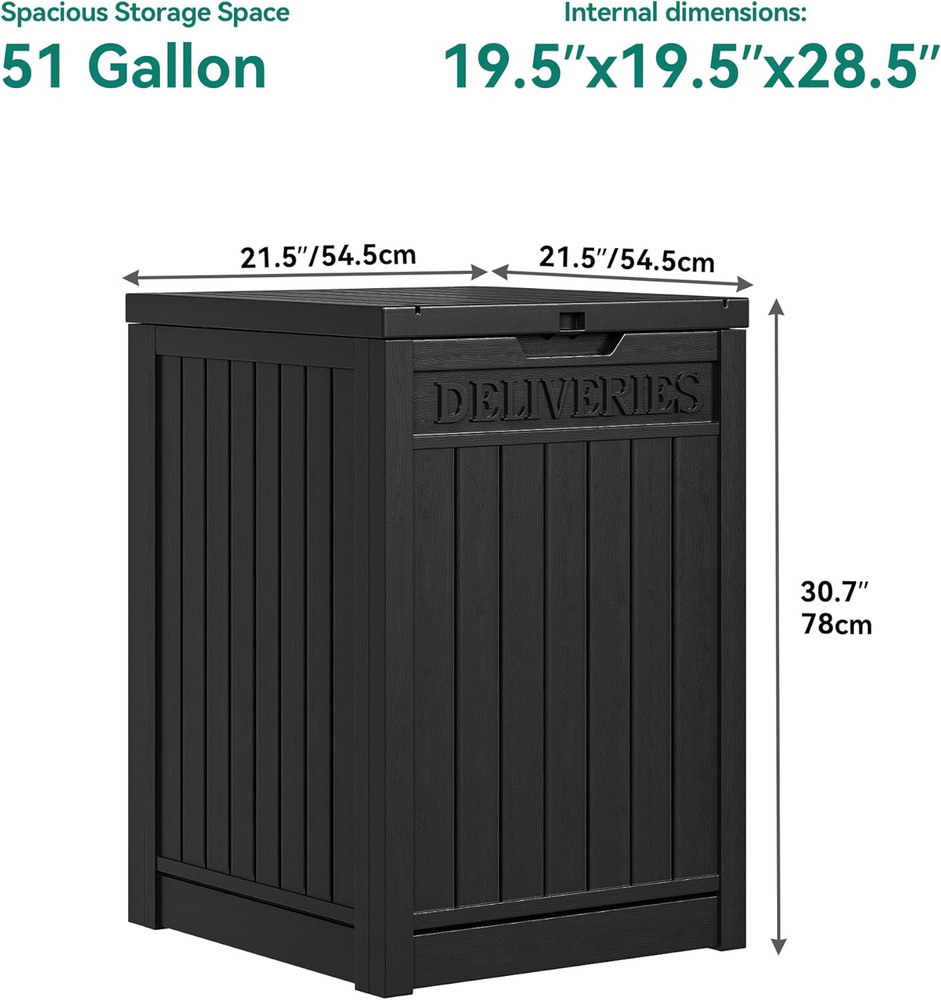 Resin Package Delivery Box 51 Gallon, Secure Lockable Resin Package Delivery Con