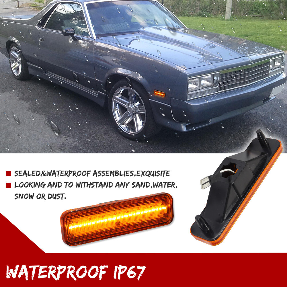 For 78-87 El Camino & Caballero Amber/Red LED Side Marker Parking Light Lamp Set