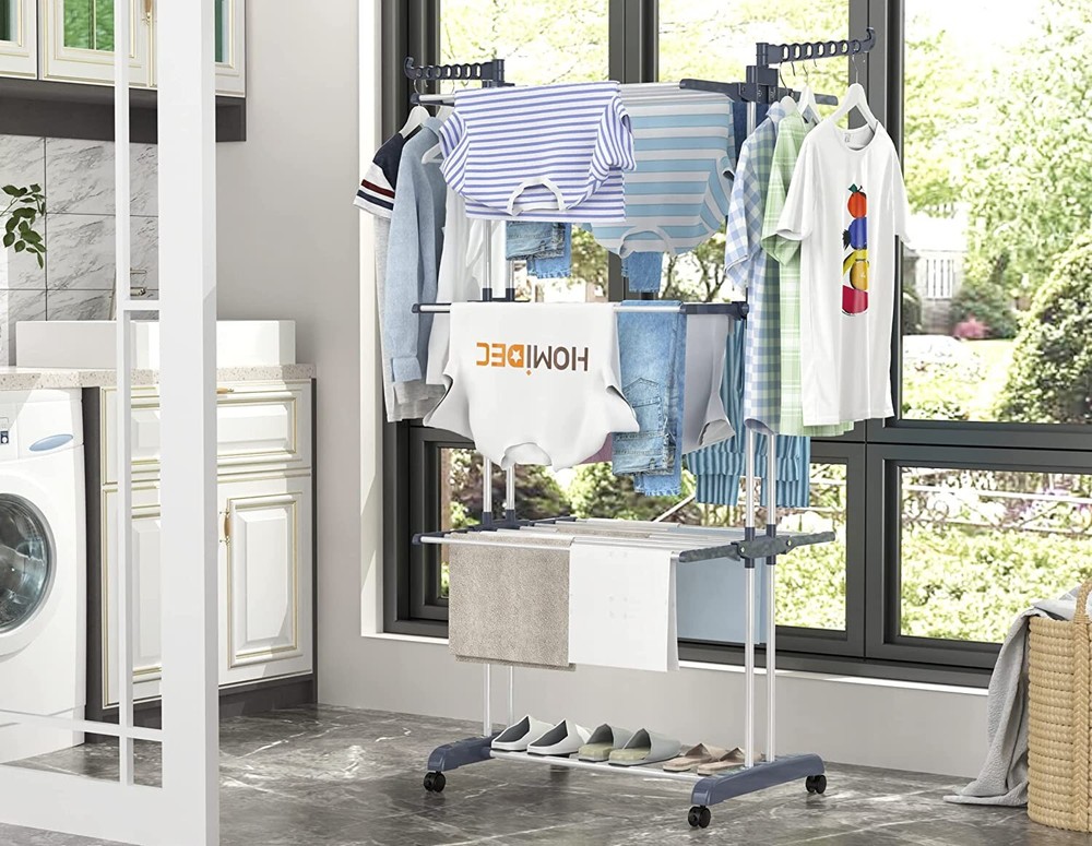 Rolling Clothes Drying Rack Laundry Rack Foldable Tendedero Para Secar La Ropa