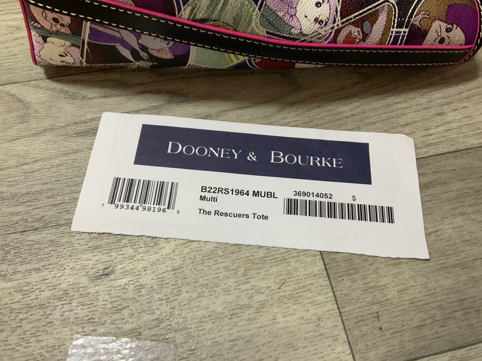 Dooney & Bourke Disney The Rescuers Tote Bag Purse NWT