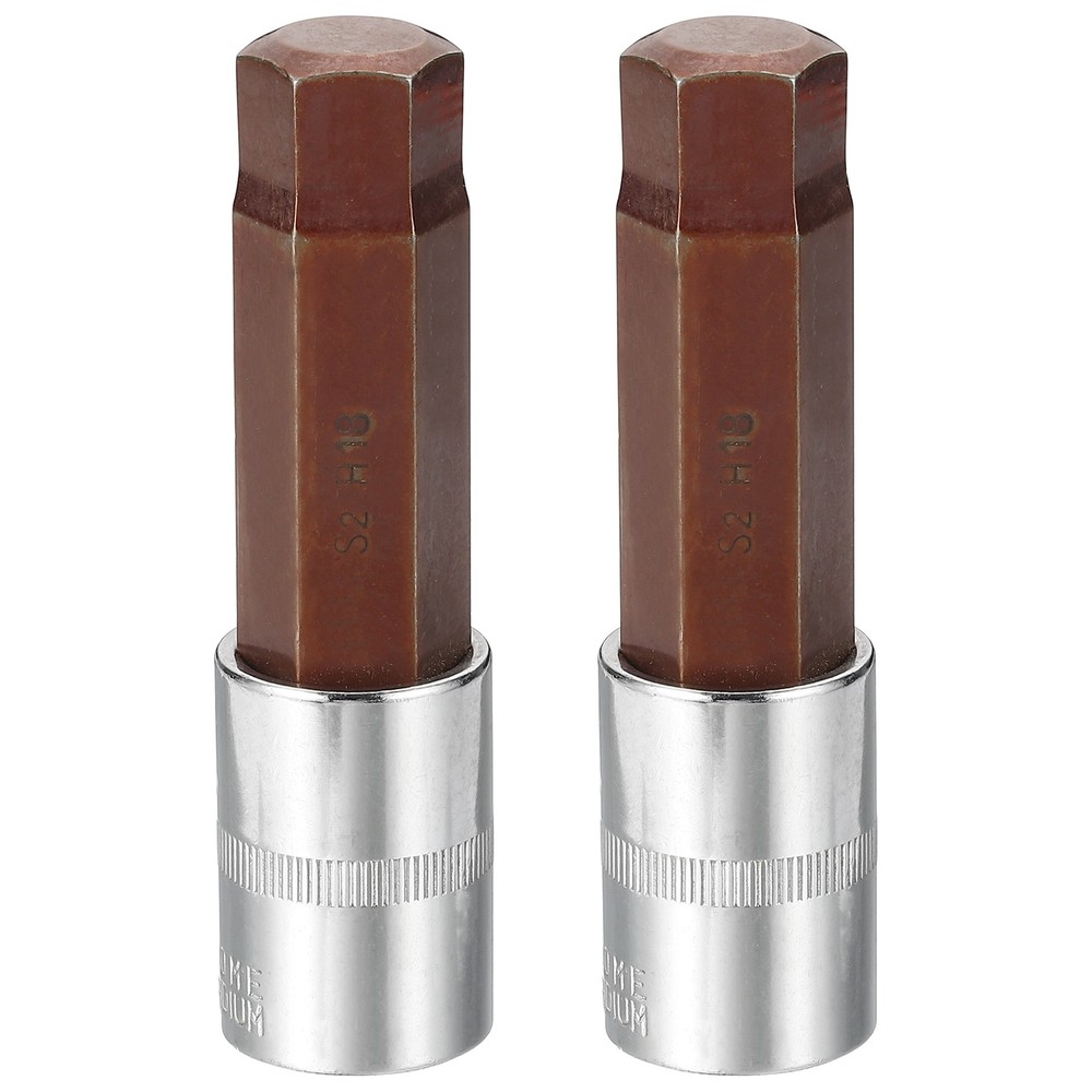 2Pcs Hex Bit Socket H18 1/2" Drive 4" Length S2 Steel Long Bit CR-V Socket