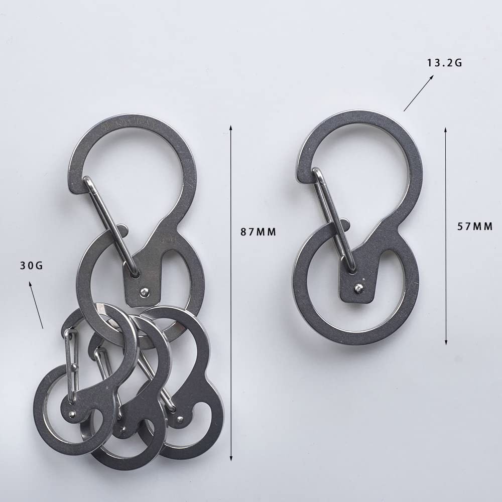 Stainless Steel Carabiner Keychain Set Quick Release Clips Loop-Locked Hooks