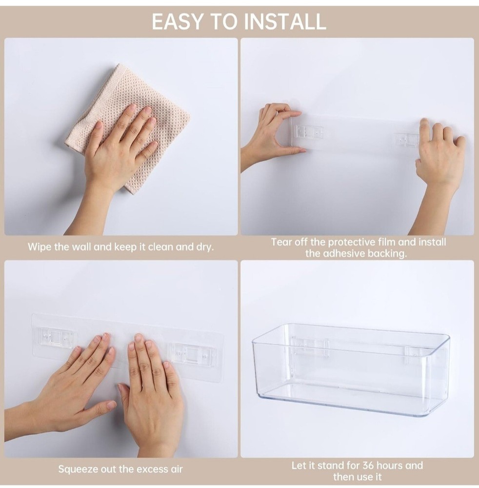 2 Pcs Clear Shower Shelf, Large Bathroom