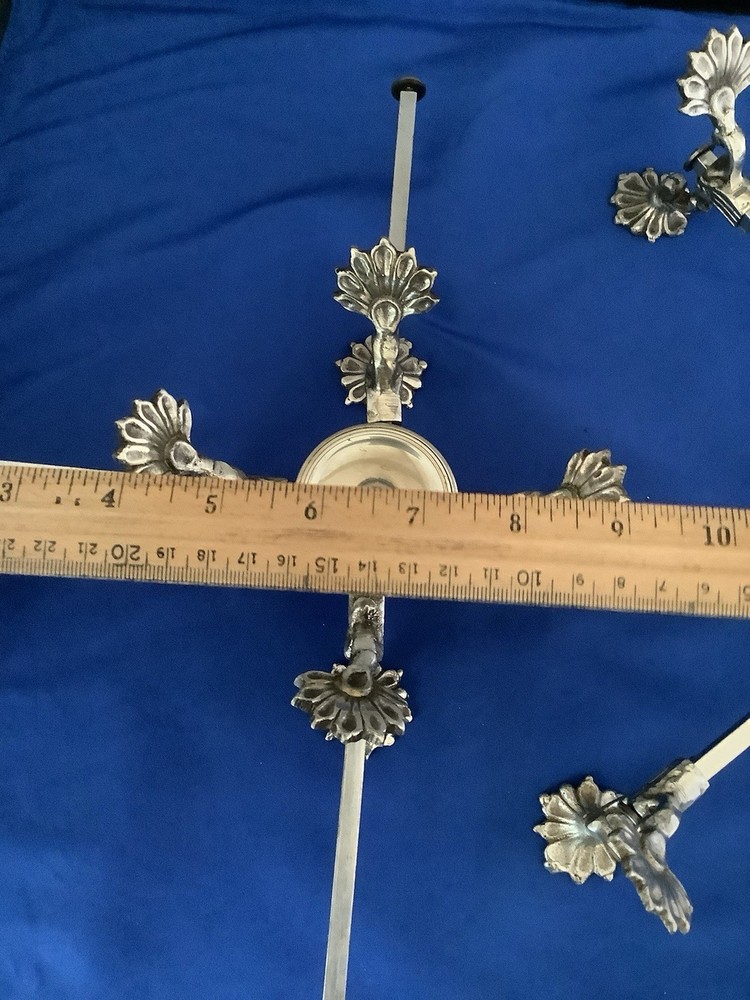 FREE SHIP Pair Italy Silverplate Adjustable Raised Trivets Stands