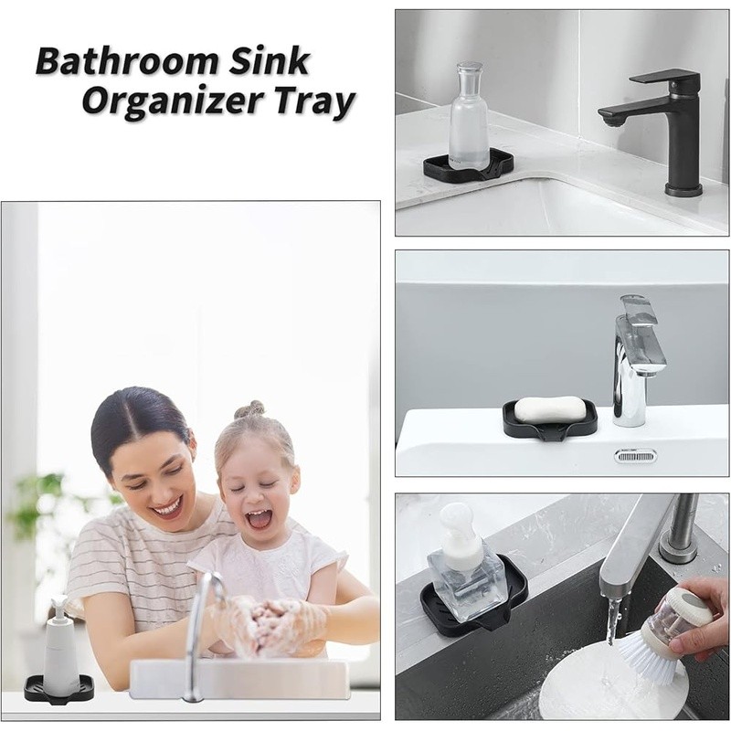 Multi-Functional Silicone Soap Dish W/ Drain Spout Non-Slip Holder Kitchen Bath
