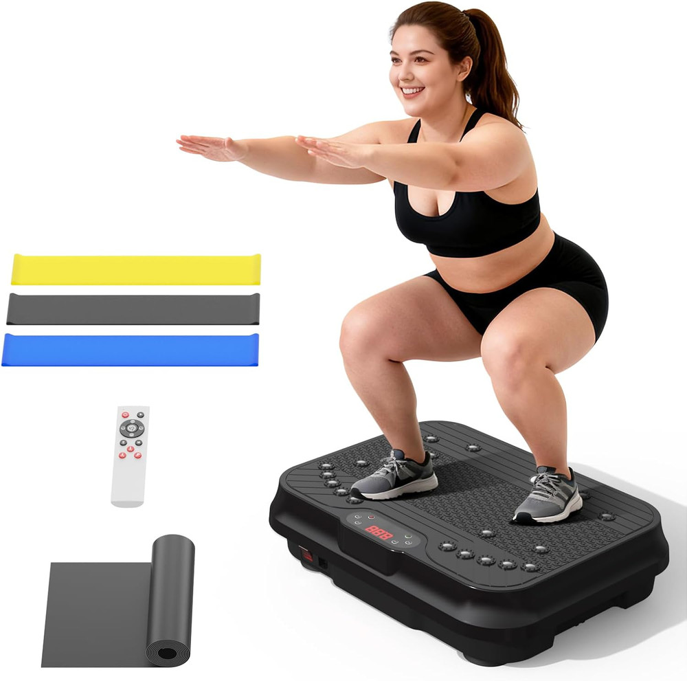 Vibration Plate Exercise Machine 400 Lbs Capacity with Resistance Bands