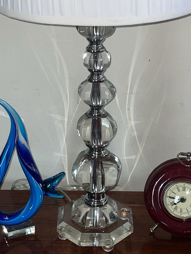 Heavy Crystal & Chrome Table Lamp 31” (stunning)