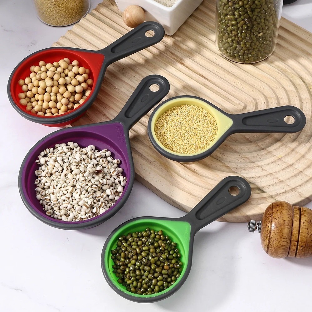 Collapsible Measuring Cups & Spoons Set Foldable Silicone Kitchen