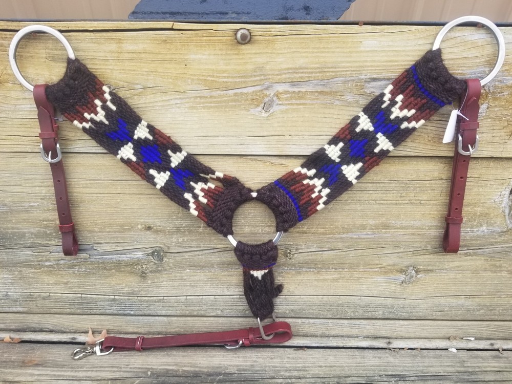 Brown, White, Blue Mohair Breast Collar