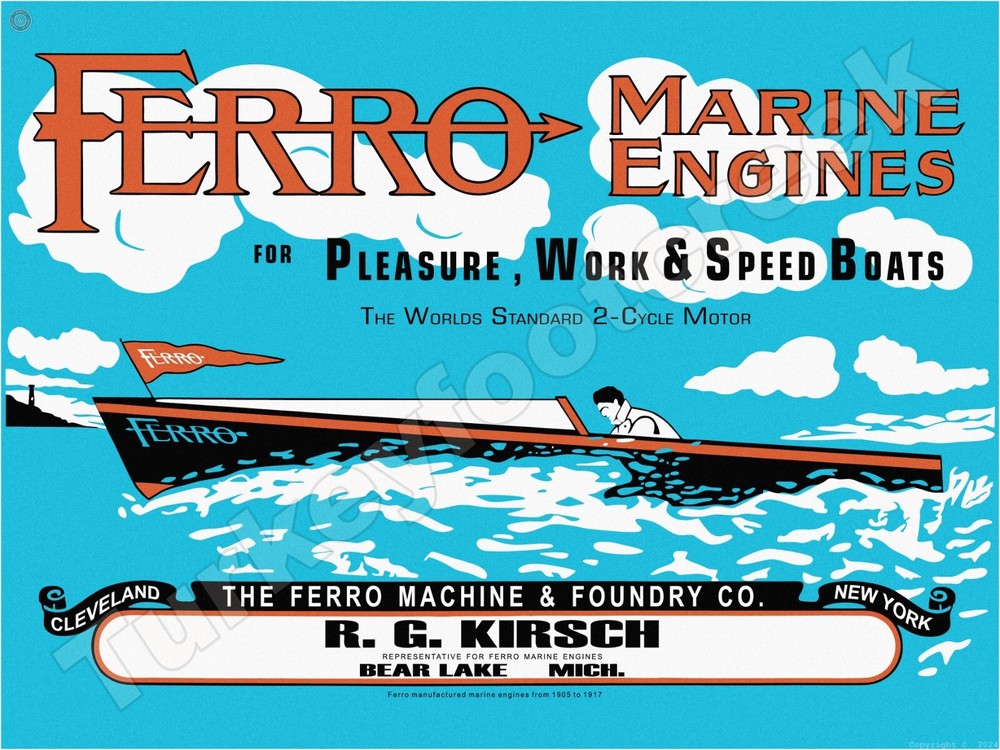 Ferro Marine Engines Metal Sign 3 Sizes to Choose From