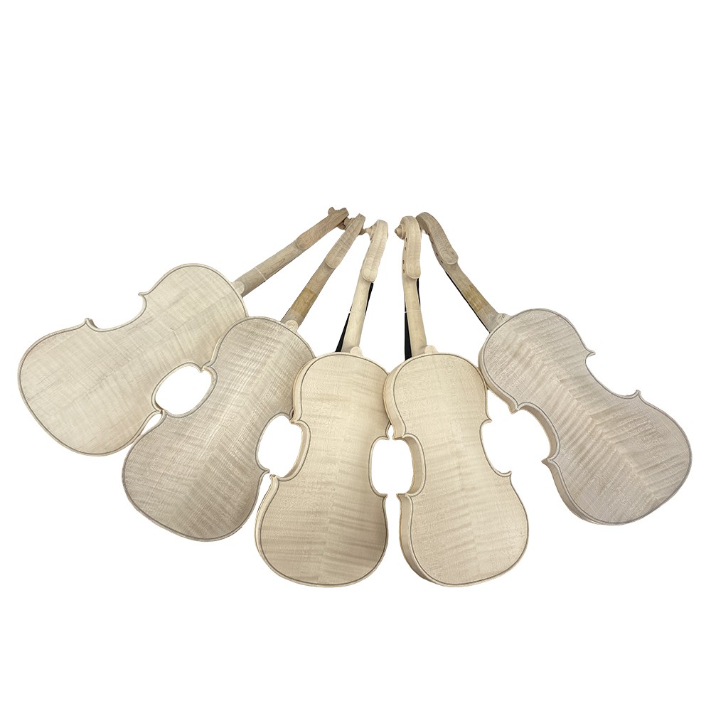 4/4 Full Size Violin White Violin Unfinished Flame Maple Back Side Handmade