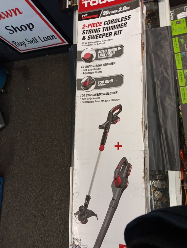 Hyper Tough 20V Cordless Combo Kit, 10-inch String Trimmer & 130Mph Sweeper