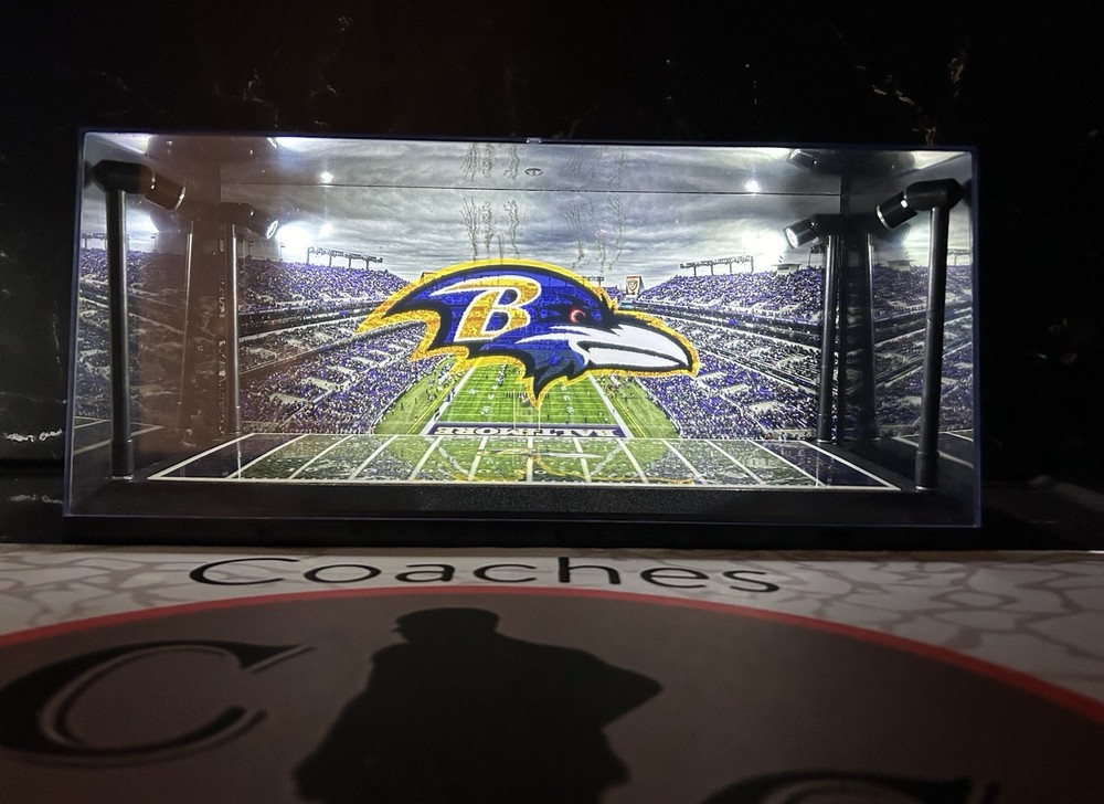Baltimore Ravens  Custom 2 Mini Helmet display case w/ LED lights -