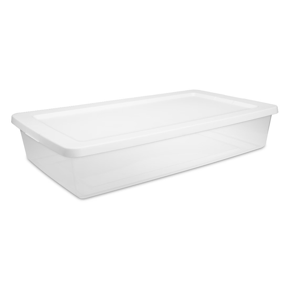 41 Quart Medium Storage Bin, Clear Plastic Underbed Storage Container