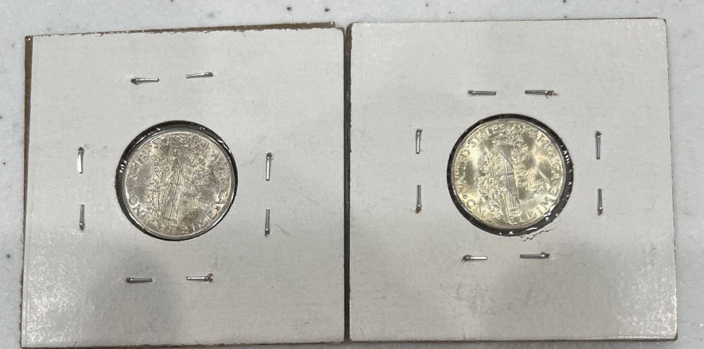 1942 & 1944 UNCIRCULATED MERCURY DIMES NICE HIGH GRADES