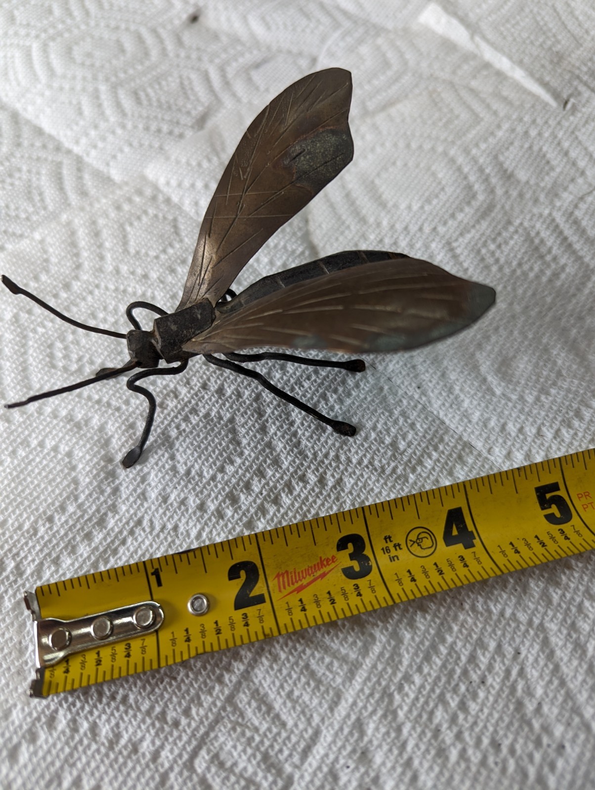 Japanese Okimono Vintage Sculpture Insect Brass Iron Bee. 4"