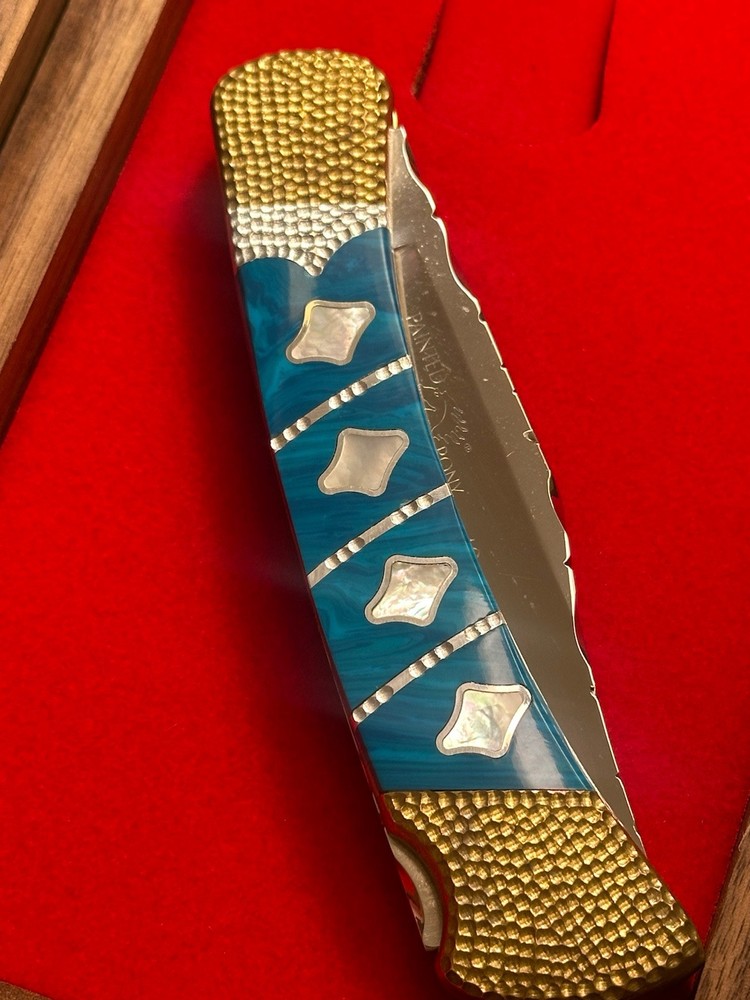 Buck 110 Folding Knife Customized by Michael Prater - Painted Pony Turquoise