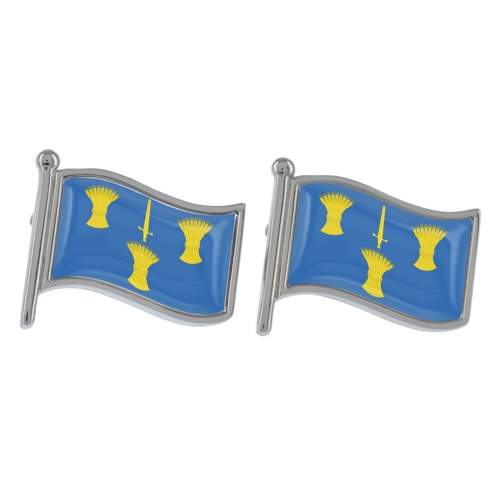 Cheshire Wave Flag Silver Cufflinks in Gift Box