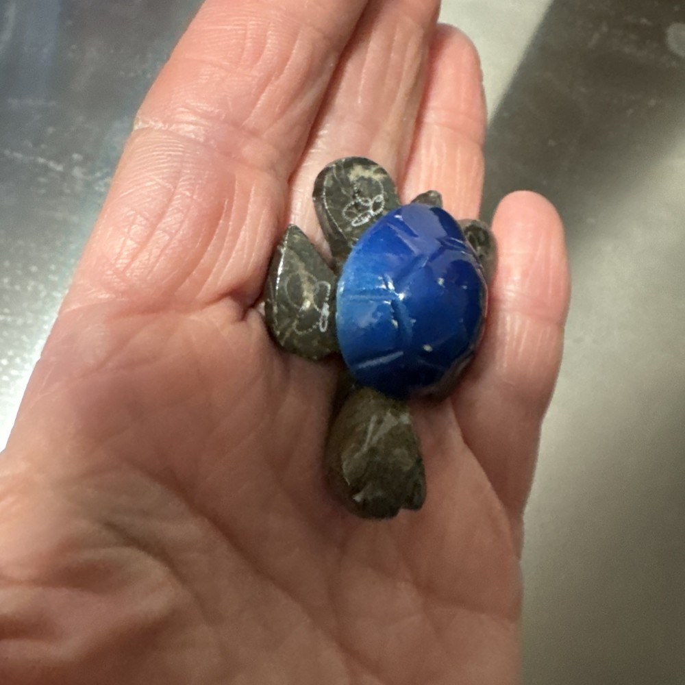 Decorative Hand Made Polished Stone Turtle Figurine Belize