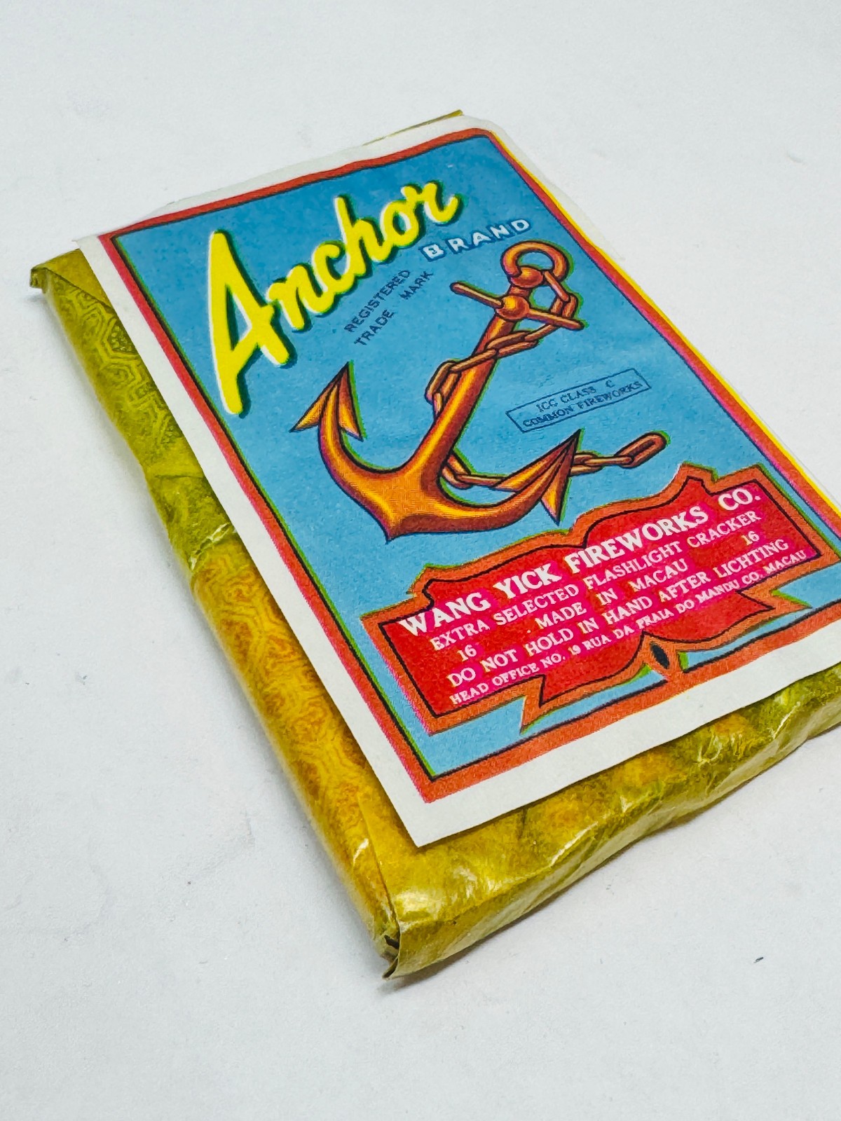 Vintage Fire Cracker Label ANCHOR Brand 1 1/2" 16 Macau