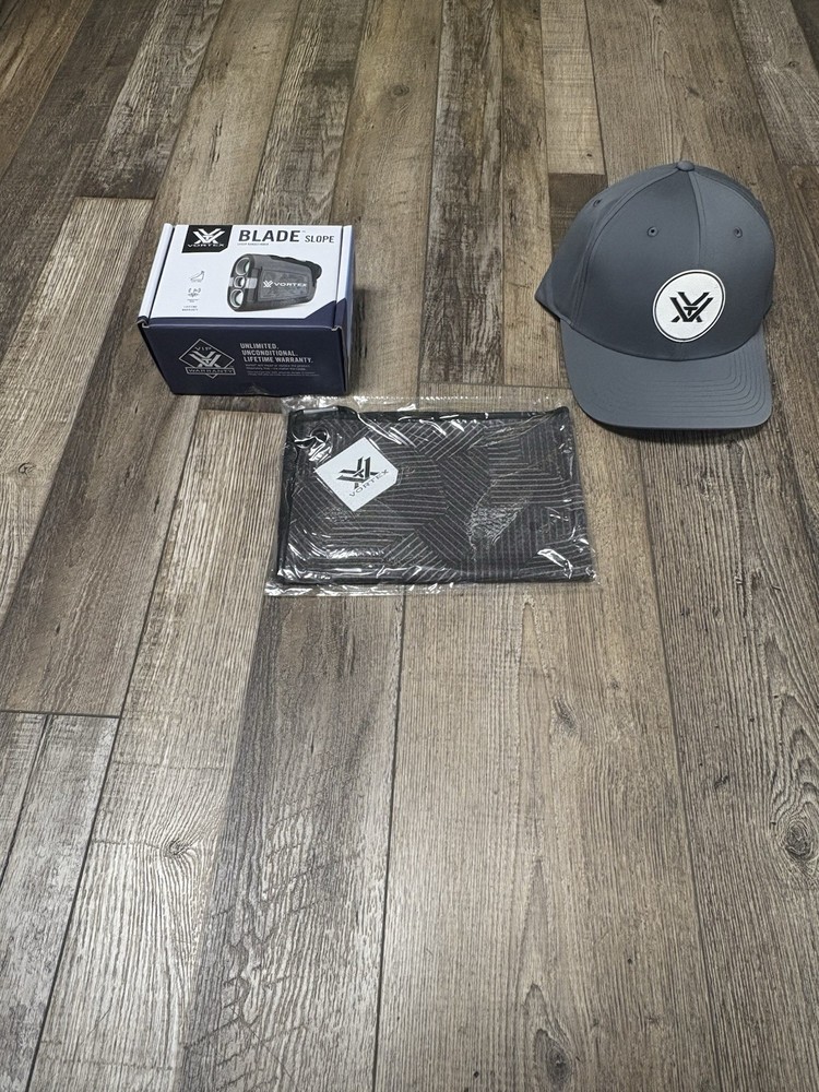 NEW Vortex Blade Golf Rangefinder  Black bundle with golf towel and hat