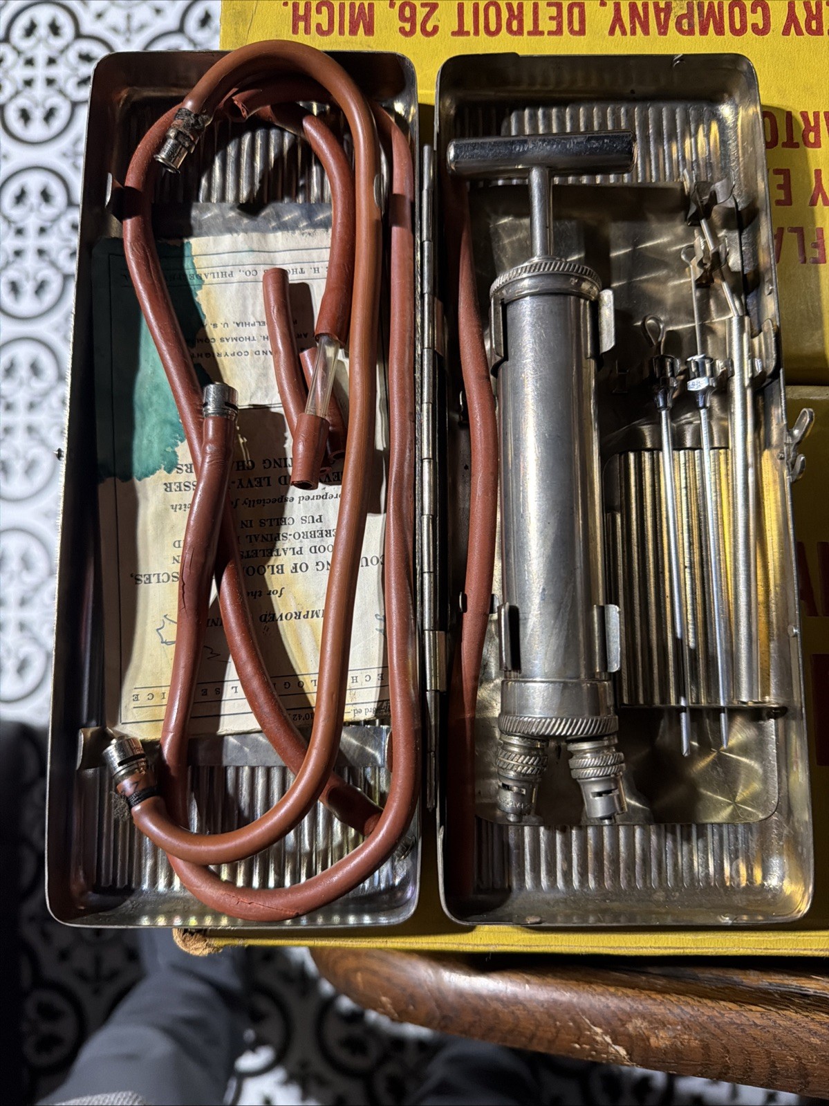 💥Antique 1901 Medical Surgical Aspirator Blood Transfusion Doctor's Kit💥