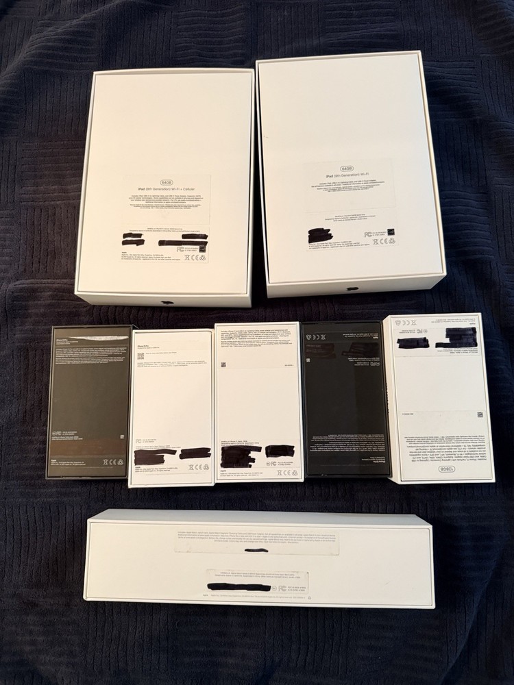 Apple product boxes.