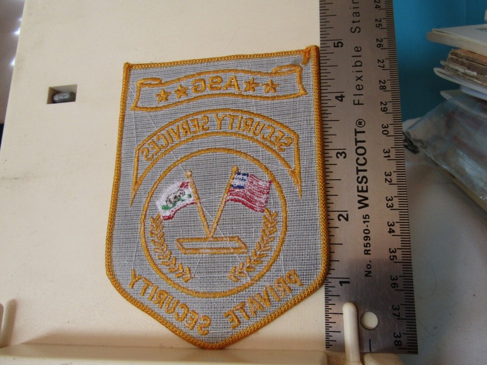 ASG Security Services Private Security patch Virginia NOS 5" tall black gold