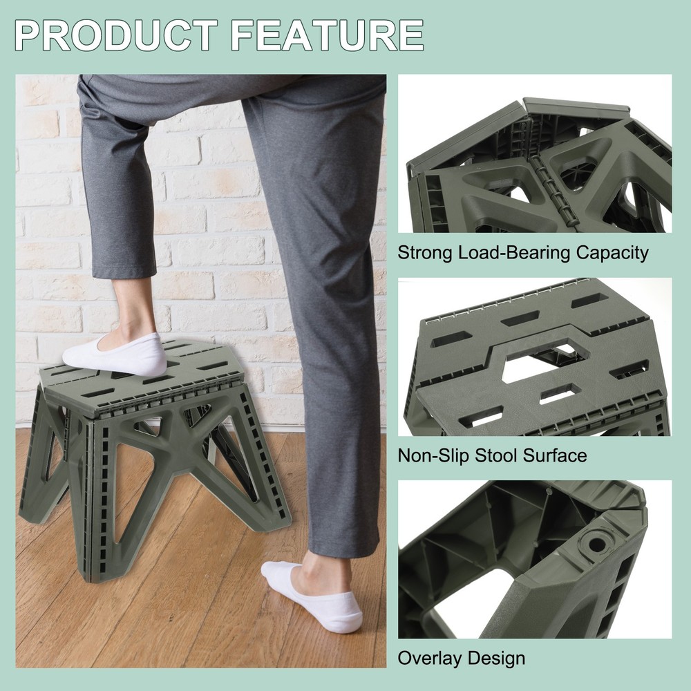 9" Folding Step Stool for Adults 275 lbs Capacity Grey