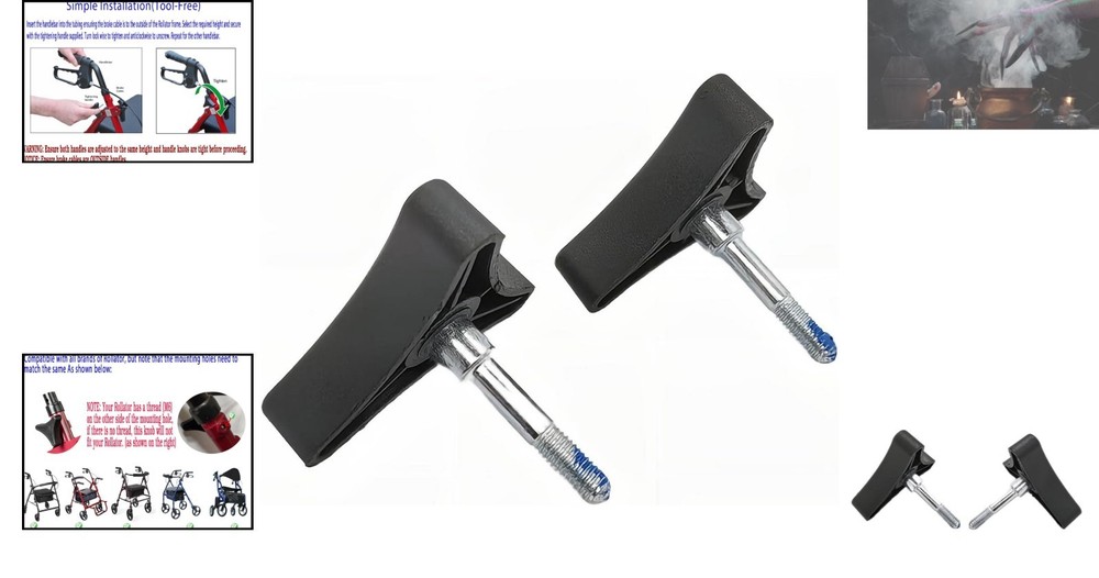 Adjustable Black Rollator Height Knob - Easy Install, Durable Aluminum Accessory