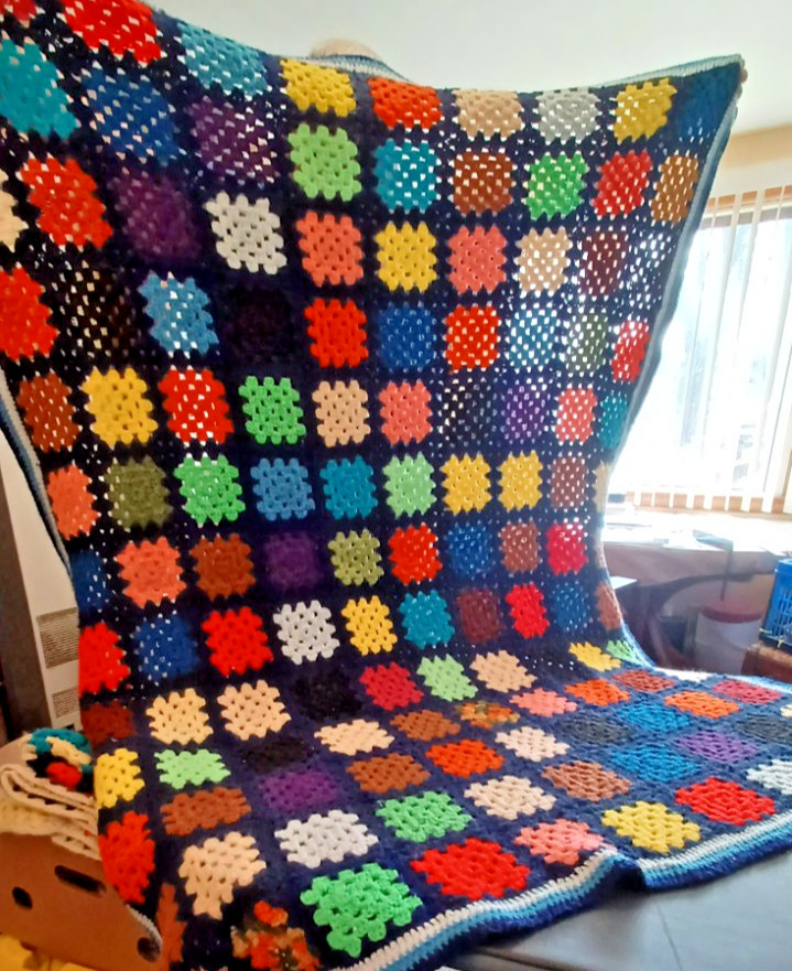 Handmade Granny Square Afghan Approx 62x96 B