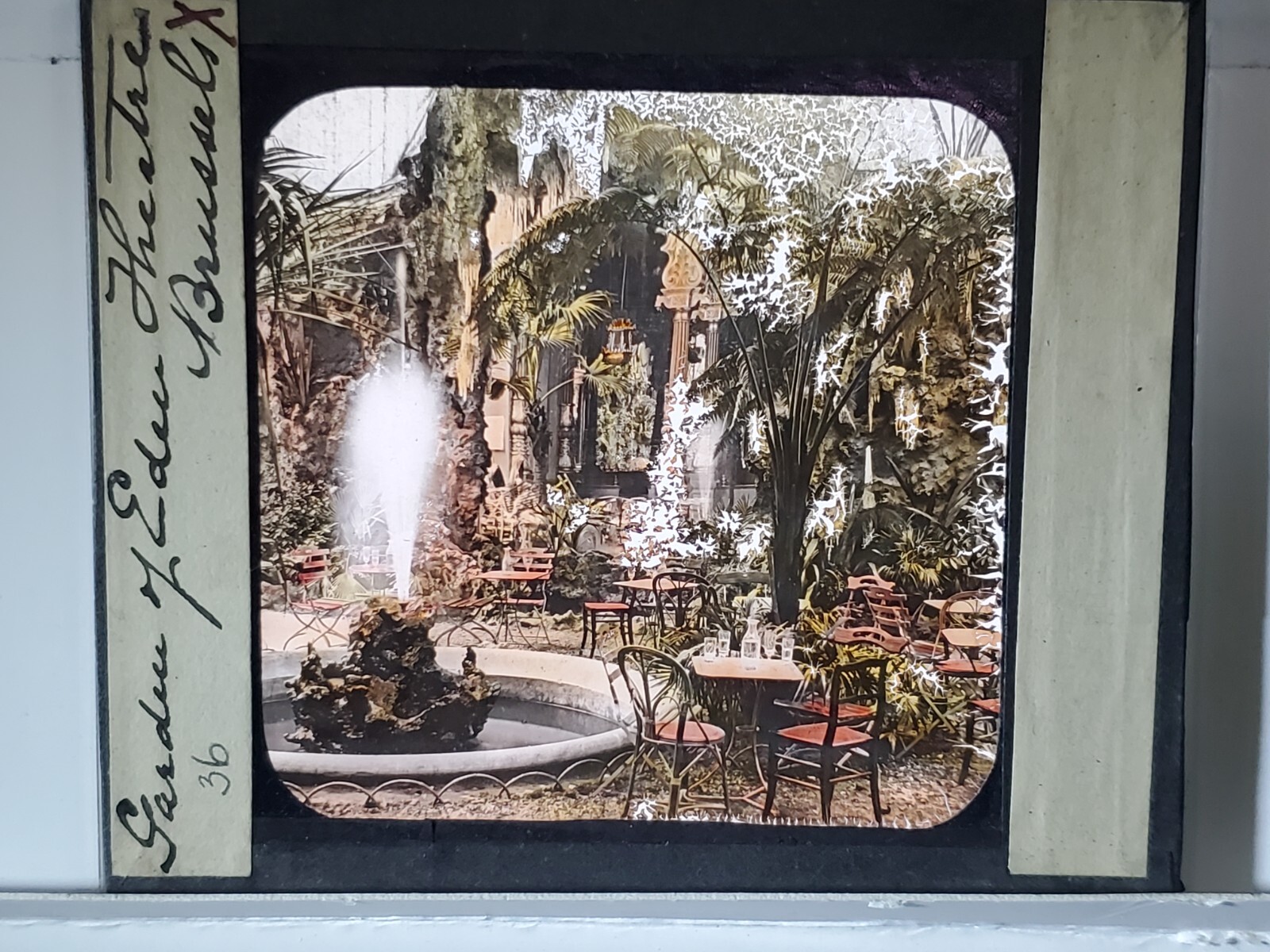 Garden of Eden Theatre, Brussels, Belgium, DAMAGED, Magic Lantern Glass Slide