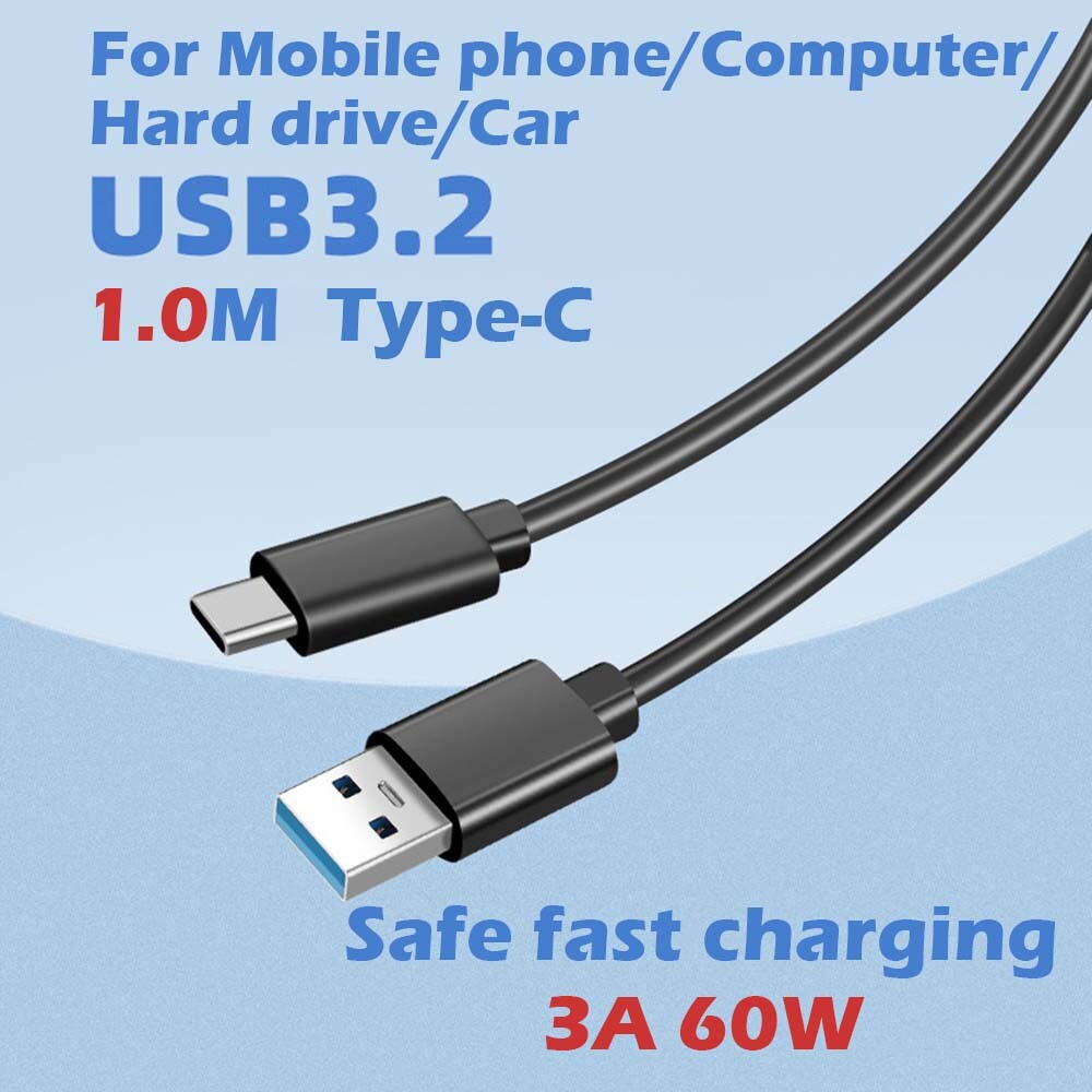 USB 3.2 USB-A to USB-C cable 10Gbps Data Transfer 3A 60W Fast Charging Cord