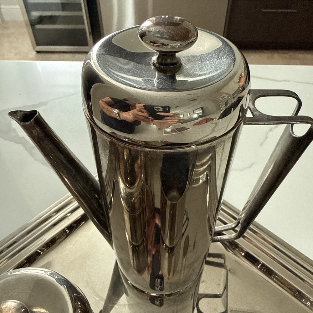 Art Deco Style Silver Plated Vintage Coffee Tea Service Set 4 Pieces