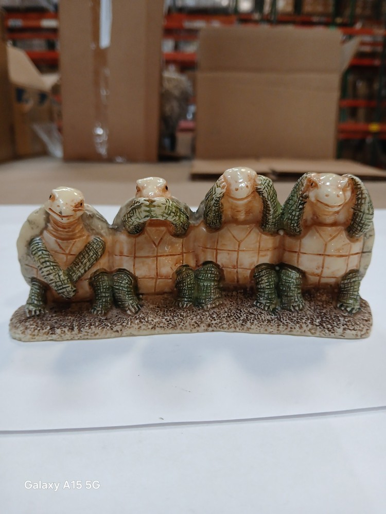 Anthropomorphic Do, Say, See, & Hear No Evil Resin Turtle Statue