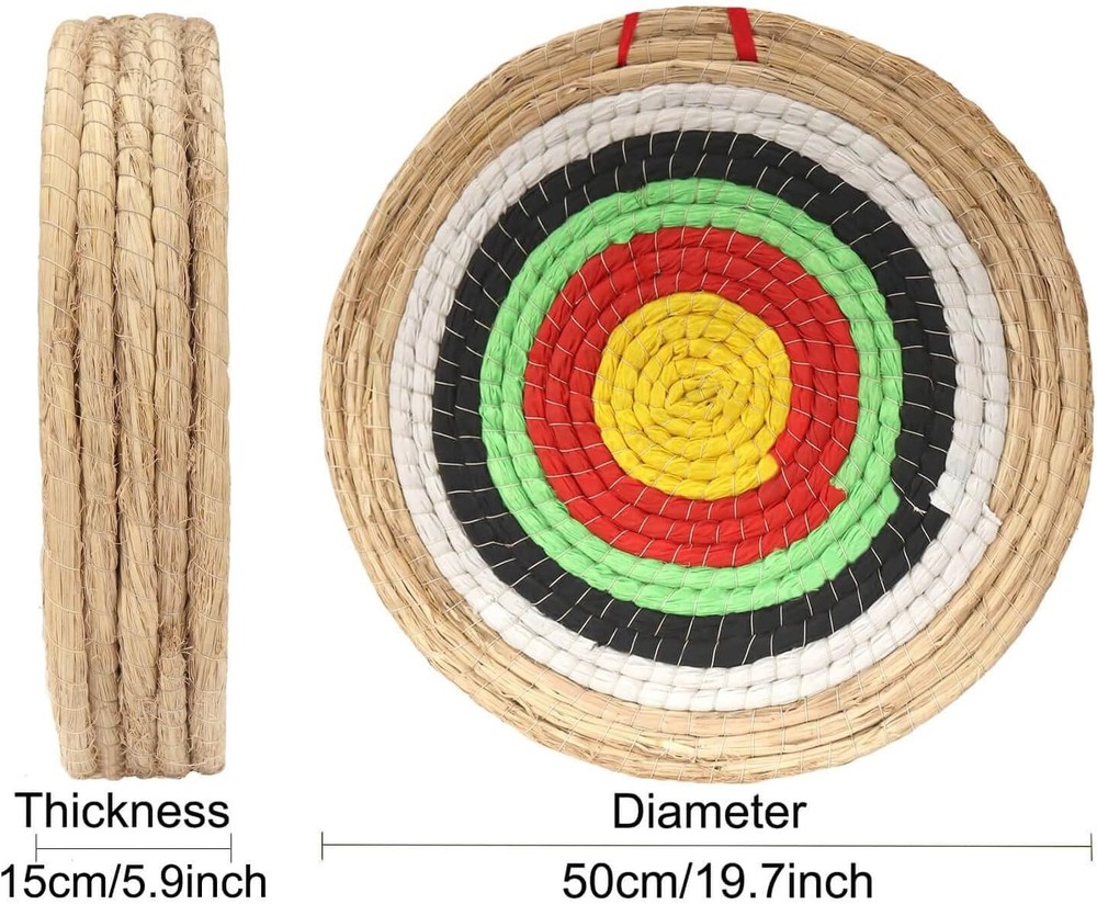 Handmade Archery Target 19.7" Round Straw Shooting Practice 5-Layer Green