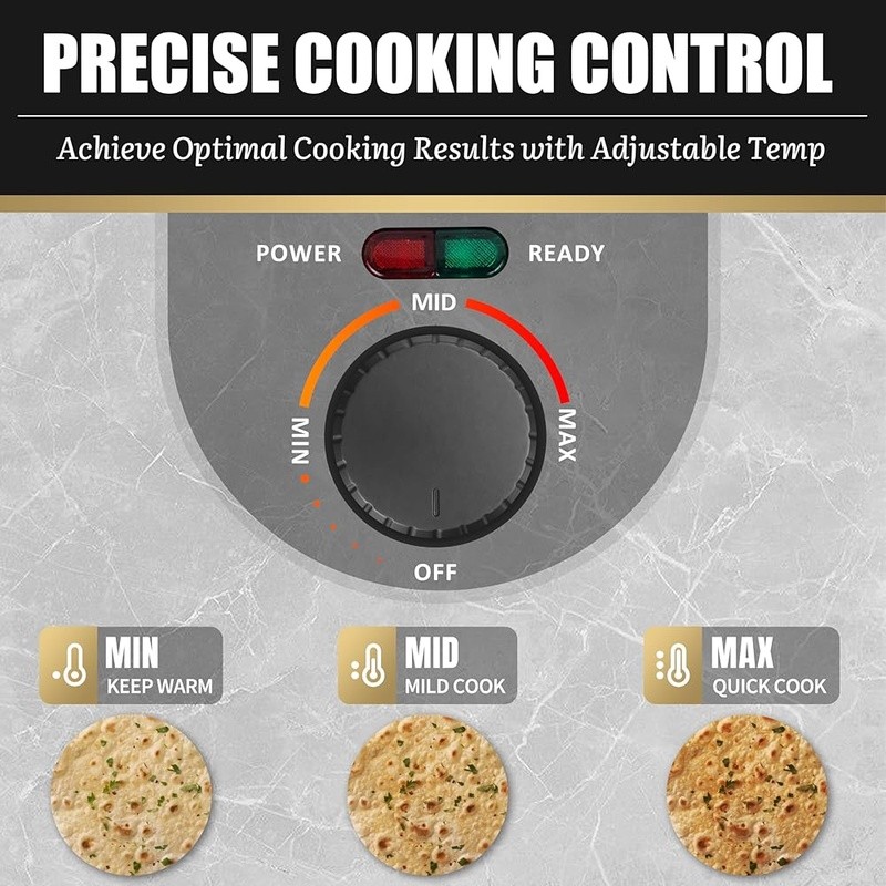 Electric Roti Maker Non Stick Temperature Control U Shaped Flatbread Cooker New
